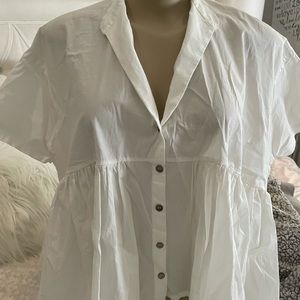 OTTOD’AME BOHO WHITE BLOUSE OVERSIZED SHORT SZ 6